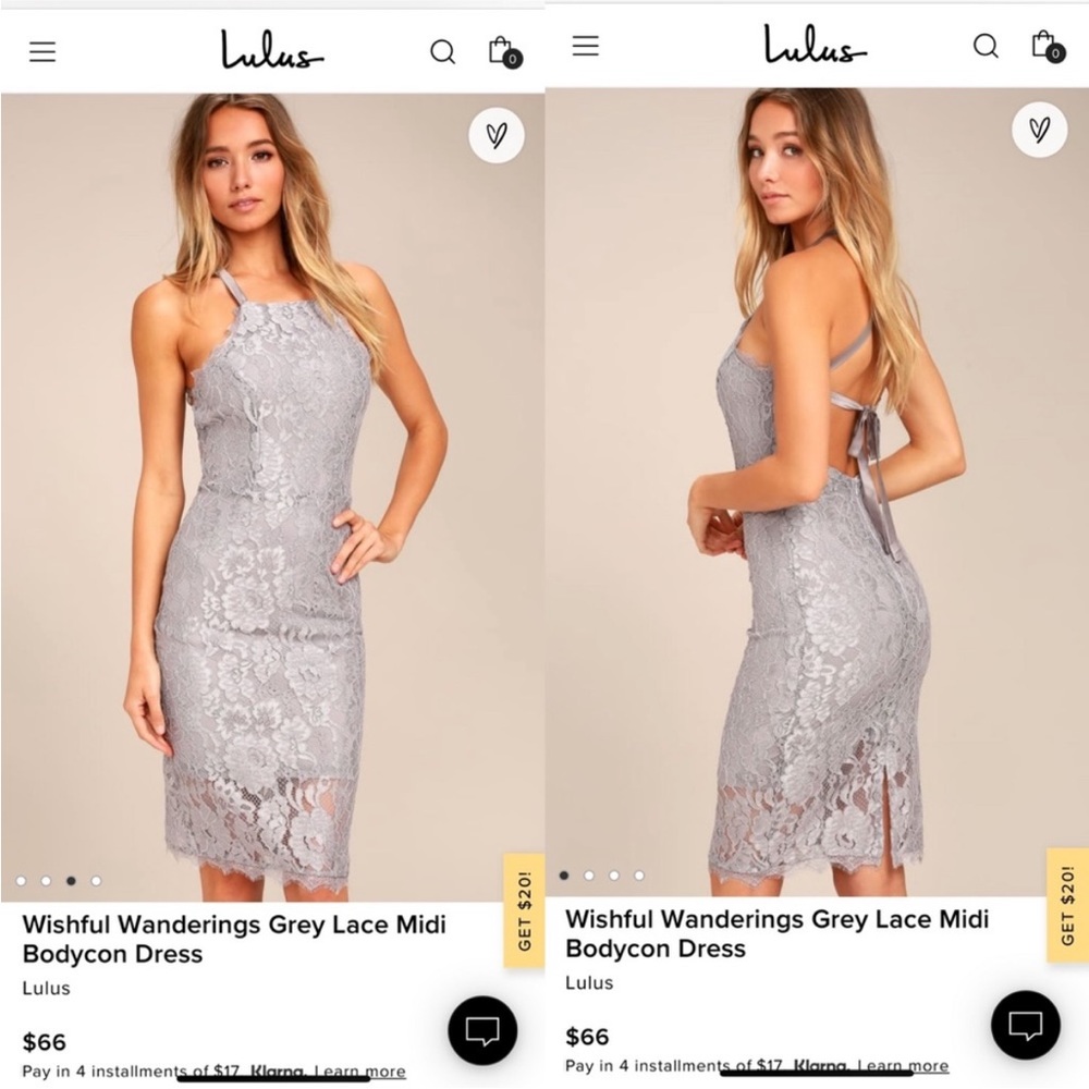 NWT Lulus Gray Lace Dress